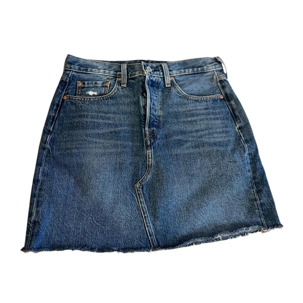 LEVIS‎ DENIM MINI SKIRT CROCHET PATCH UPCYCLED BOHO Y2K DIYSZ 29